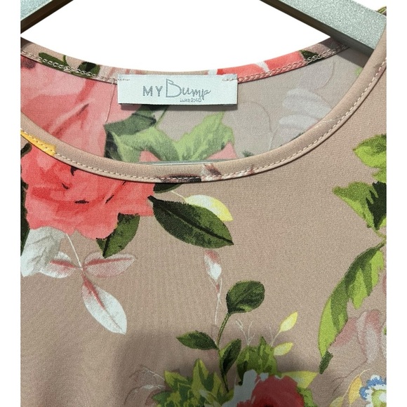 My Bump Maternity Floral Pink Ruched Dress – Size Small - Picture 3 of 4